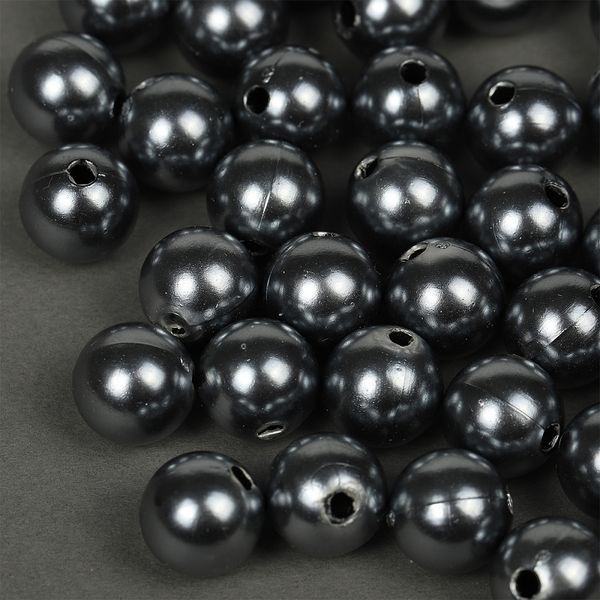 Бусины пластик (перламутр) ⌀12 мм, цв. 029 серый, 50 гр. (53 шт), Magic4Hobby