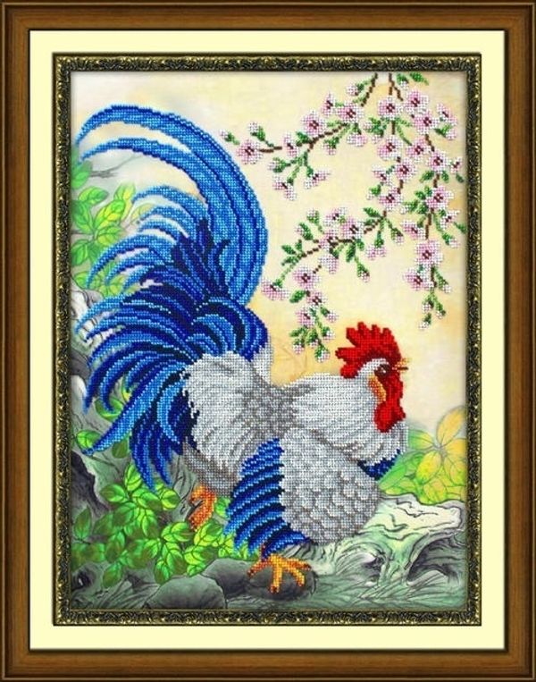 Набор для вышивания бисером Паутинка, Петух 28х38 см