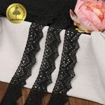 Кружево вязаное (тесьма) 32 мм, цв.черный, 25м, Kruzhevo