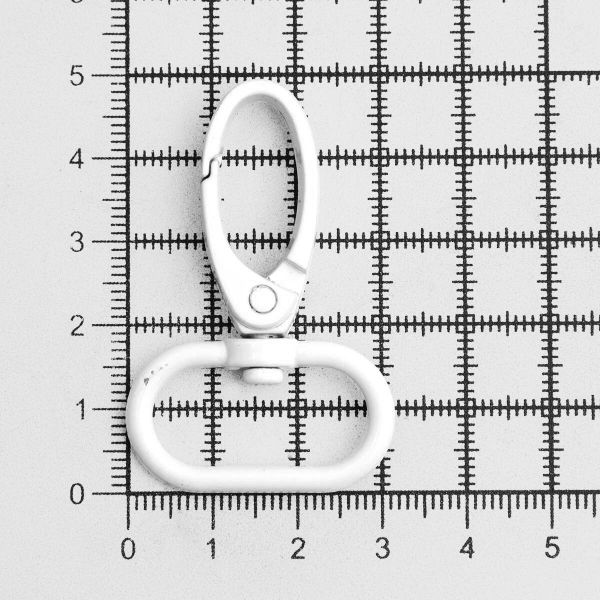 Карабин металл поворотный с рамкой 25 мм (31х47 мм), белый лак, 4 шт