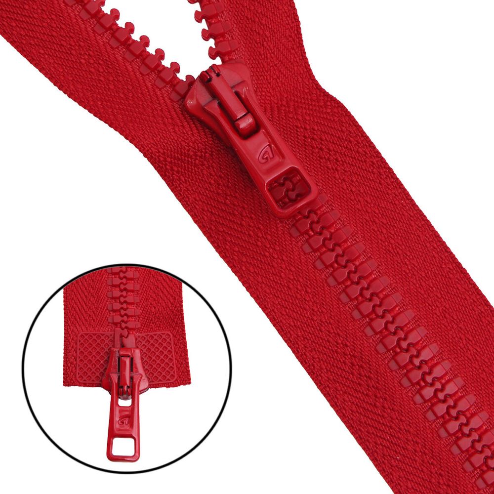 Молния трактор Arta Т6 (6 мм) 2 зам., разъем., 75 см, ОПТ. УП. 25 ШТ., 008 красный