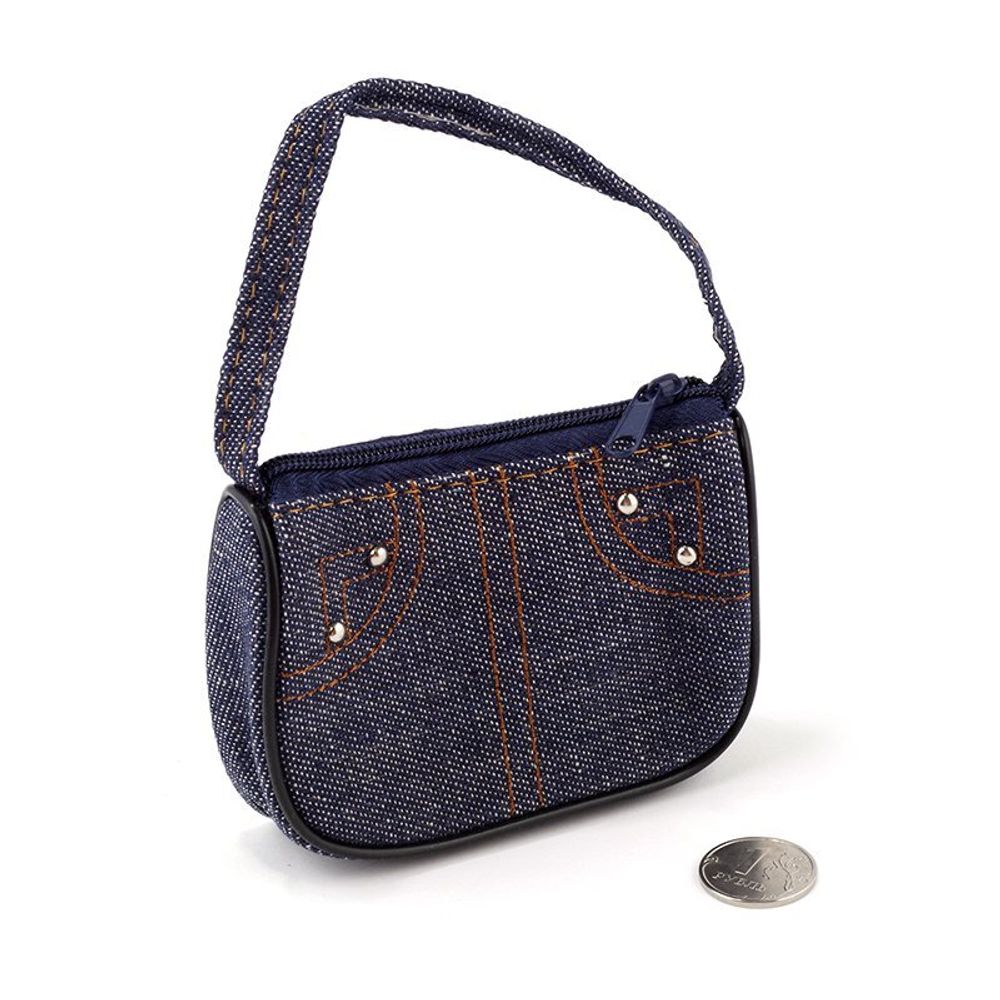 Миниатюра кукольная: Сумочка Bag 70/02 КЛ.21295 100х60х20мм цв.т.джинс уп.1шт