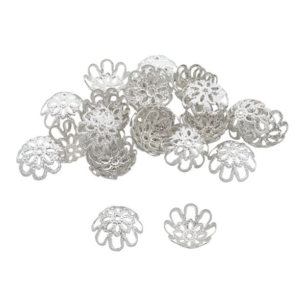 Шапочка для бусин 4AR205, 12мм 30 шт/упак, Astra&Craft (Серебро)