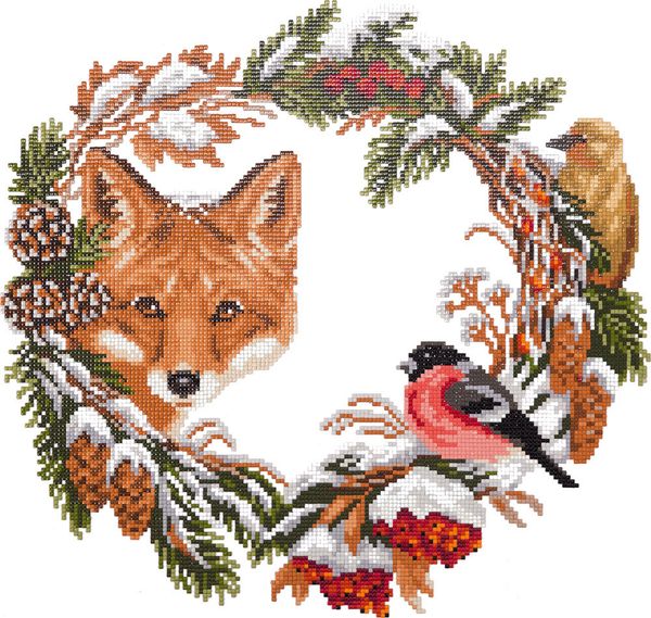 Алмазная (кристальная) мозаика Фрея, Снежная зима, 35х37 см