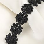 Кружево гипюр (плетёное) 15 мм ромашка цв.черный, уп.13.71 м, Kruzhevo