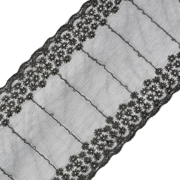 Кружево на сетке широкое 100 мм, цв.черный уп. 13.71 м, Kruzhevo