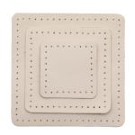 Набор заплаток пришивных из кожи, квадрат 4см, 6см и 8см, с перфорацией, 3 шт, 100% кожа (06 бежевый), 9402