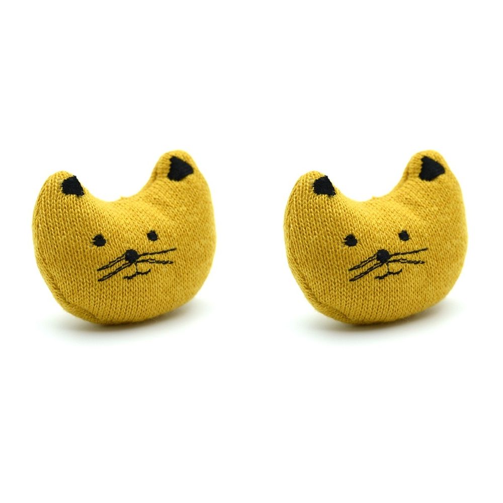 Нашивная декоративная кошка, 5х4см 2 штук (желтый), AR747