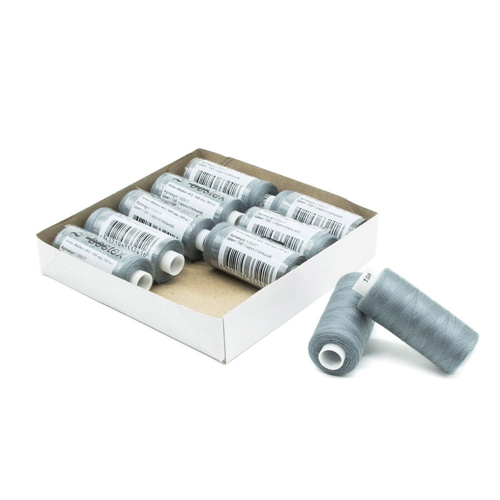 Нитки швейные бытовые Bestex 40/2, 365 м (400 ярд) / 10 кат., 198 грифельный серый