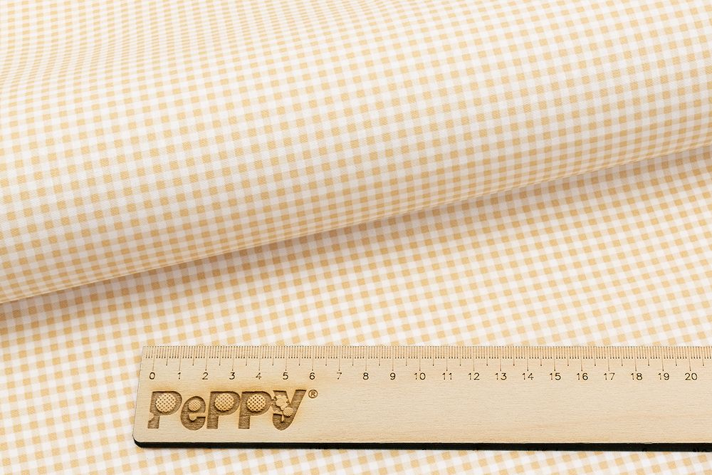 Ткань для пэчворка Peppy Бабушкин сундучок, отрез 50х55 см, 140 г/м², БС-46 клетка бежевый, Peppy
