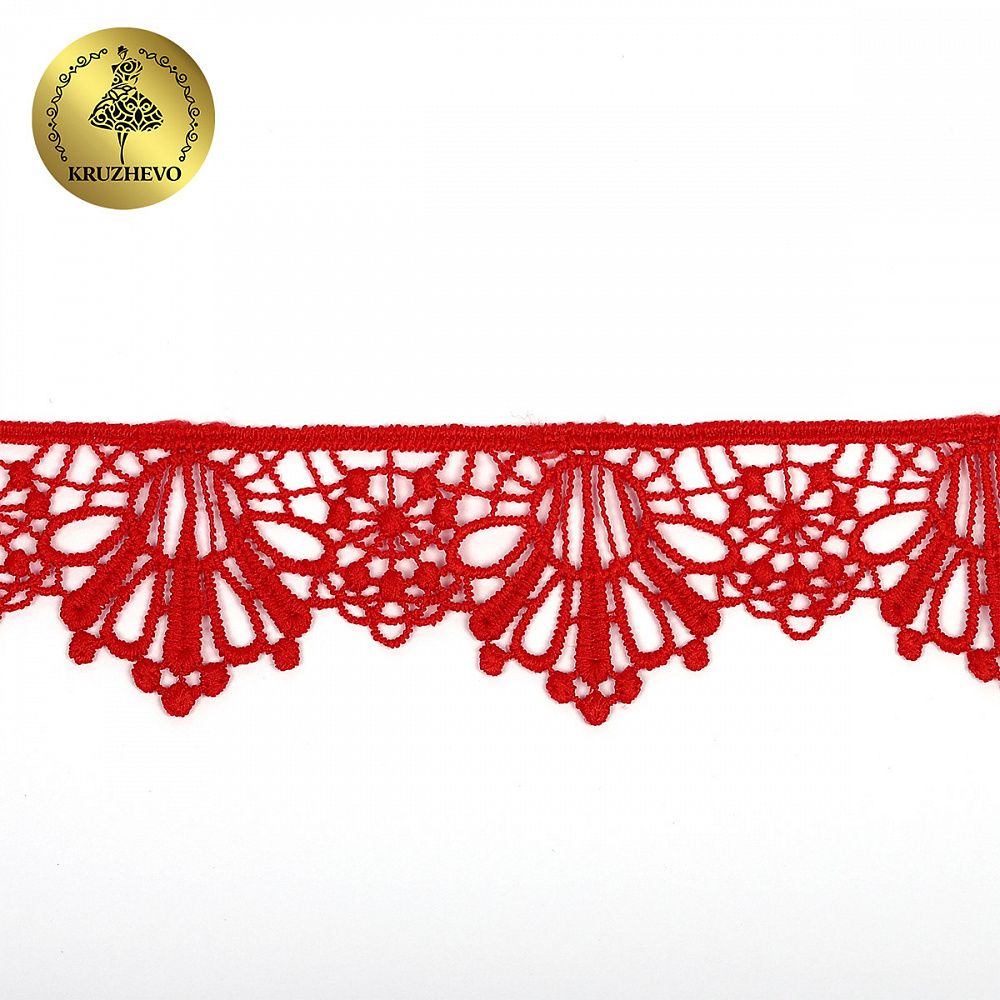 Кружево гипюр (плетёное) 35 мм / 13.71 метров, TBY.SUN.10(0872), цв.F162 красный