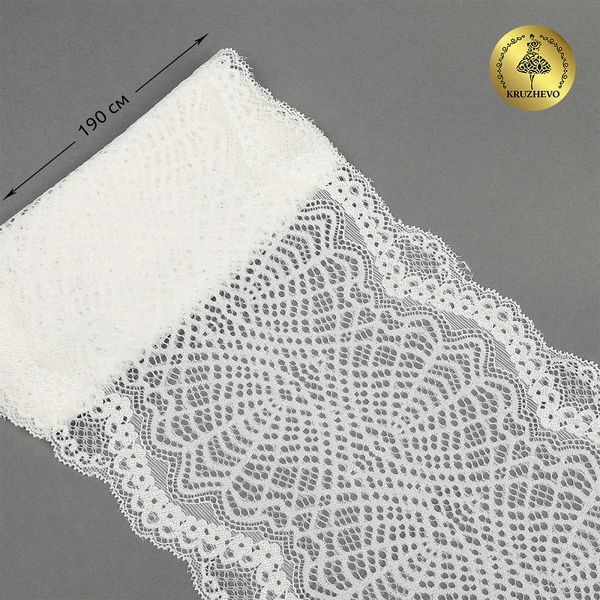 Кружево бельевое эластичное 190 мм / 10 м, 6389, цв.004 белый, Kruzhevo