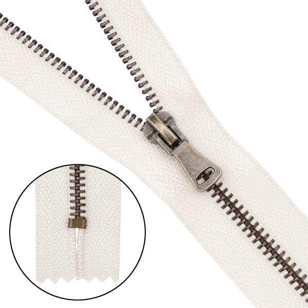 Молния металл Т5 (5 мм) 1 зам., н/раз., 18 см, антик, 571 молочный, 10 шт, 15418-4