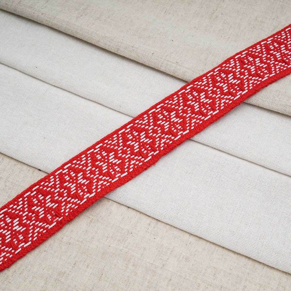 Лента для поясов 38 мм / 25 метров, рис. 9843, красный/белый, С3822Г17