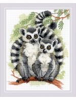 Набор для вышивания нитками Риолис 2196, Лемур Лямур, 24х30 см