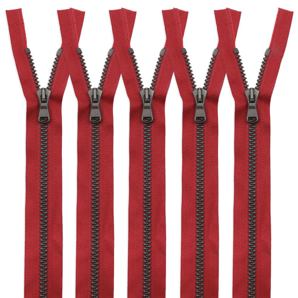 Молния трактор Arta Т6 (6 мм) 1 зам., разъем., 60 см, Noir, цв. 008 красный / 1000 брунит, уп.5 шт