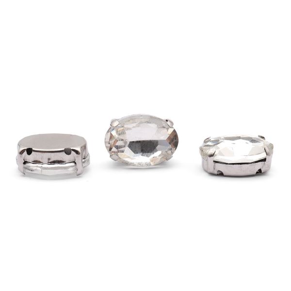 Хрустальные стразы в цапах овальной формы, белый 10х14 мм, 5 шт, ОЦ001НН1014