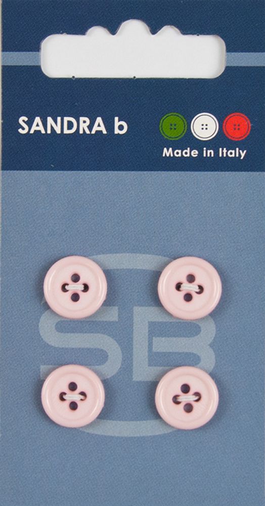Пуговицы Sandra, 11 мм, 4 шт, пластик, розовый