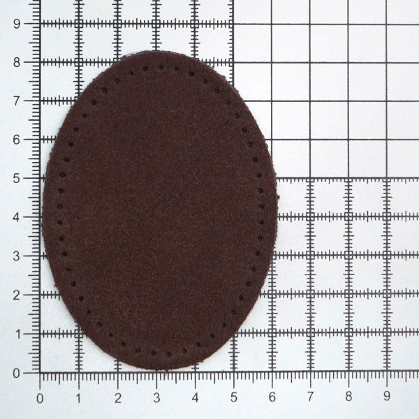 Заплатки пришивные из замши, овал 6х8,2см с перфорацией, 2 шт, 100% кожа, 21 темно-коричневый, 59114