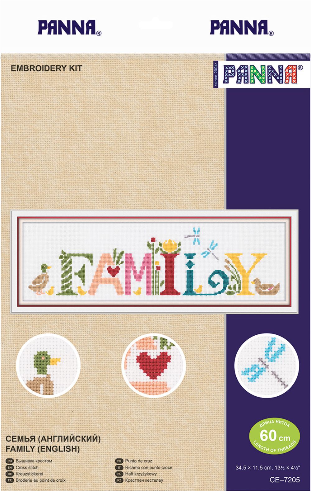 Набор для вышивания нитками Panna, Семья (английский), 34,5х11,5 см