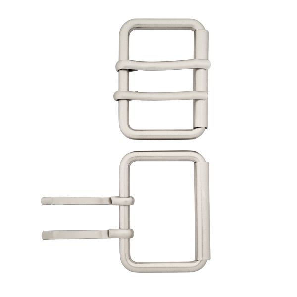 Пряжка прямоугольная 45 мм, с двумя язычками, металл (Nickel Серебро (никель) матовое), МТ_1864, 6 шт