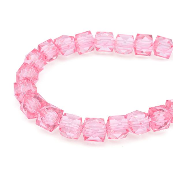 Бусины акрил ⌀10 мм, прозрач. в цвете, граненый куб, 50 г, Astra&Craft (MG.3245-02 розовый)