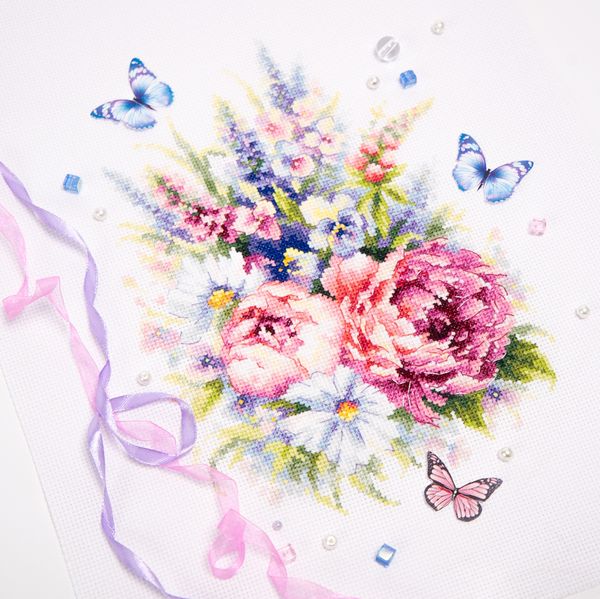 Набор для вышивания нитками Чудесная игла, Цветочный вальс, 19х26 см