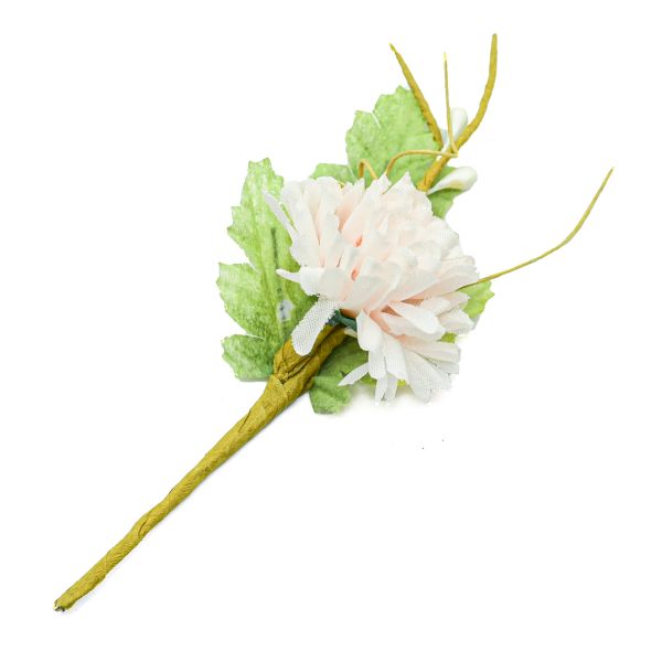 Цветы искусственные декоративные D4x2.5xH12см, 1шт, Астра, TD049 кремовый