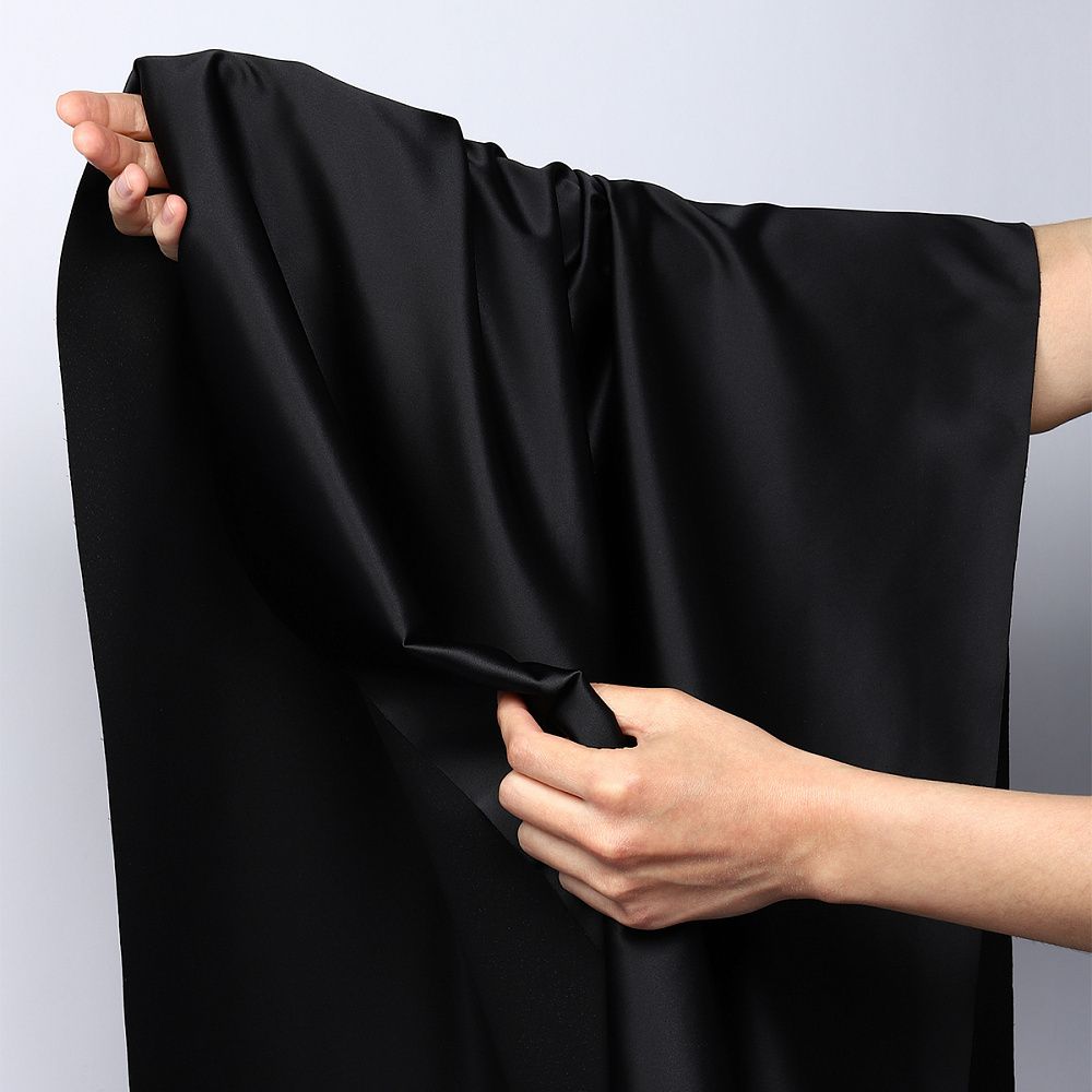 Атлас стрейч для нижнего белья 107 г/м², 125 см / 0.5 метра, 0180 цв.черный