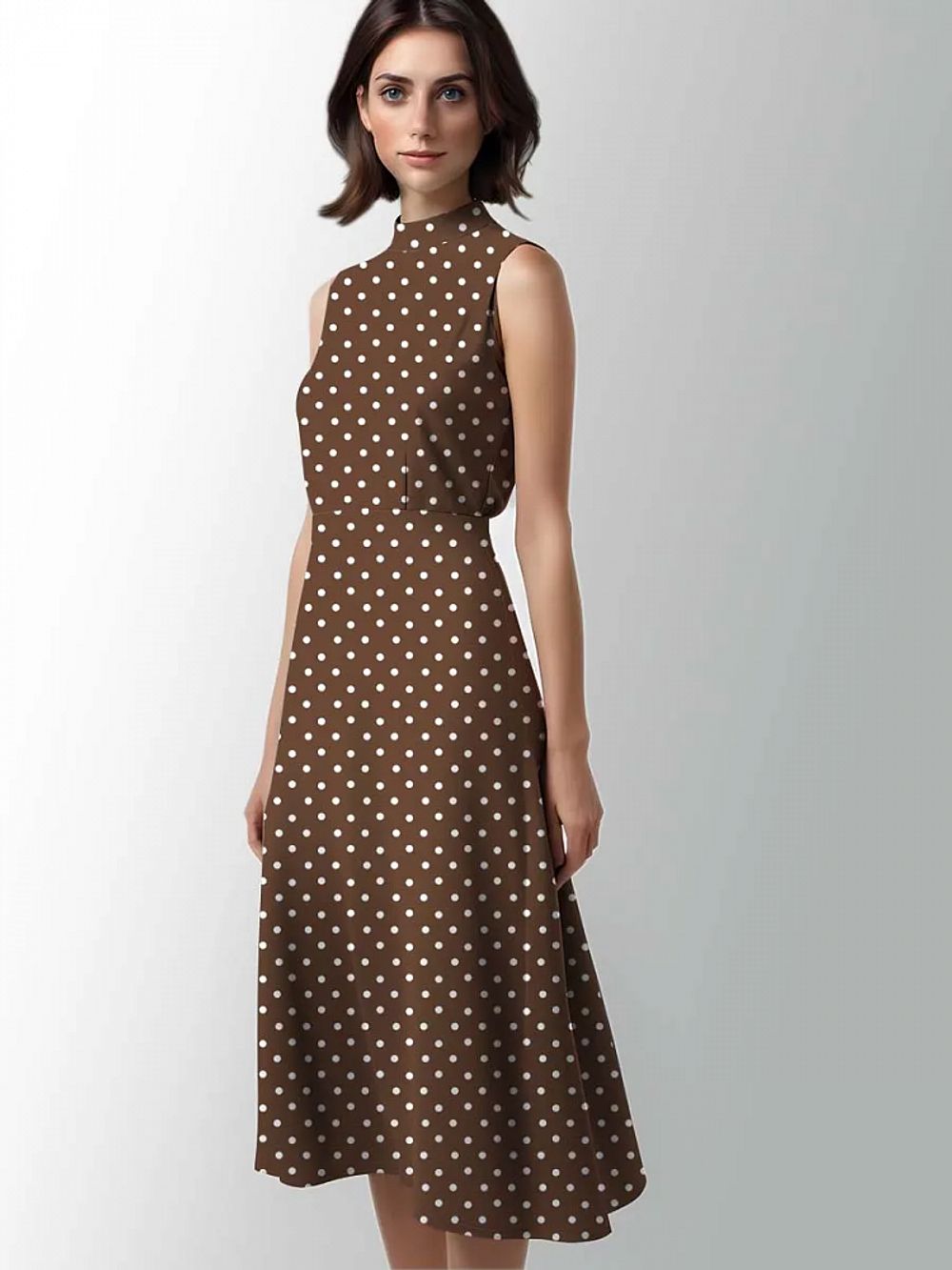 Штапель в горошек 90 г/м², 145 см / 25 метров, TBY.Vidt.06 цв.капучино