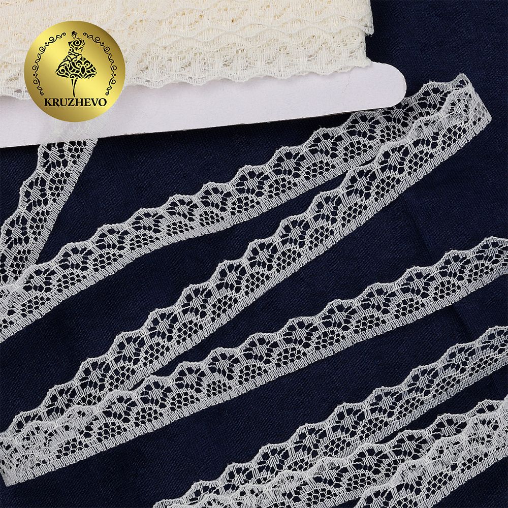 Кружево отделочное в стиле "трикотаж" 12 мм 150-2 цв.02 молочный, 27.4 м