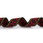 Лента (тесьма) жаккардовая 24.0 мм / 25±1 метров, Орнамент для северных народов, рис 9867 №5 черн/красн/желтый, Gamma C3885