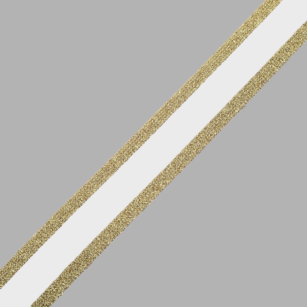 Резинка декоративная металлик 24.0 мм / 25 метров, белый/золото, S090299