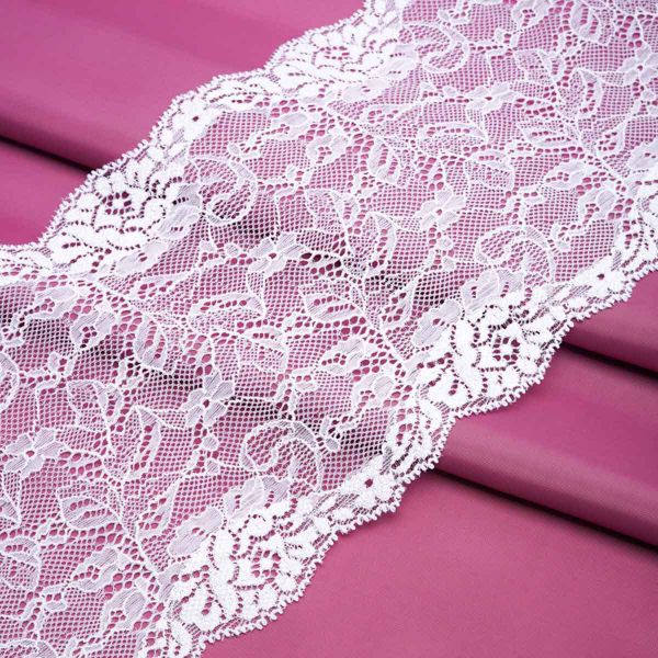 Кружево бельевое эластичное 150 мм / 2.5 метра, цвет белый