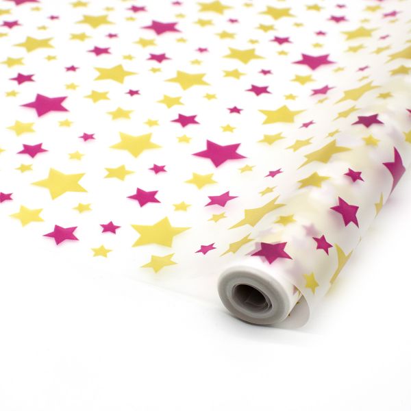 Пленка матовая Звезды 70см*10 м (фиолетовый/пурпурный/золото) 4932