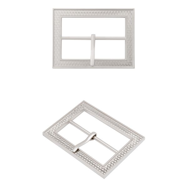 Пряжка ременная металл 40 мм, прямоугольная, серебро (никель), 1 шт, MT-1851