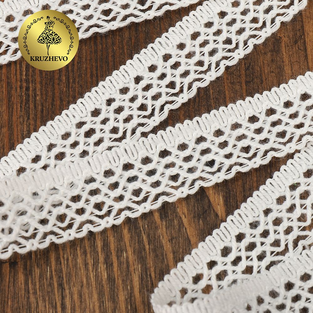Кружево вязаное (тесьма) 15 мм / 25м, 60044 цв.003 белый, Kruzhevo