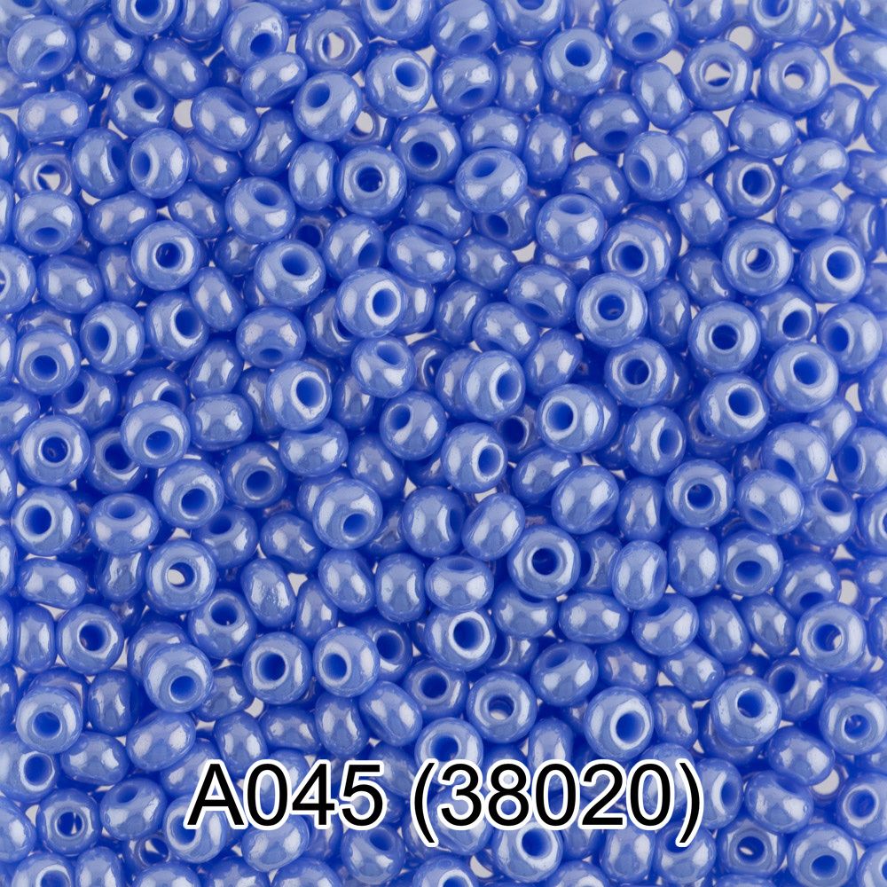 Бисер Preciosa круглый 10/0, 2.3 мм, 10х5 г, 1-й сорт, A045 голубой, 38020, круглый 1