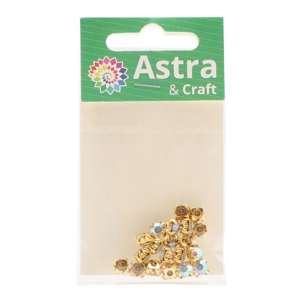 Хрустальные стразы в цапах круглые (золото) белый (с покрытием) 6х6мм, 20 шт/упак Astra&Craft, ЗЦ001ДС66