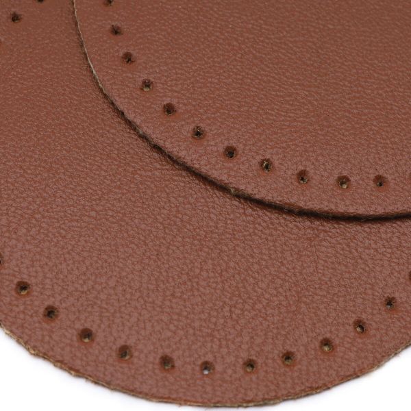 Заплатки пришивные из кожи, круг ⌀6см с перфорацией, 2 шт, 100% кожа, 02 светло-коричневый, 9111