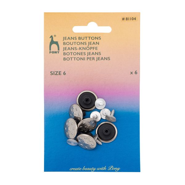 Пуговицы джинсовые ⌀17 мм, Звезды, материал верха: сталь, т.никель, 6 шт, Pony, 81104