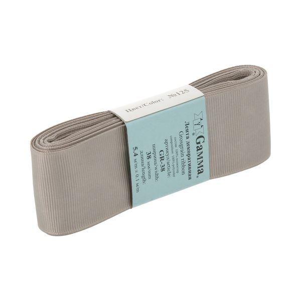 Лента репсовая нарезка 38.0 мм / 5 шт по 5.4 метра, 125 серый, Gamma GR-38