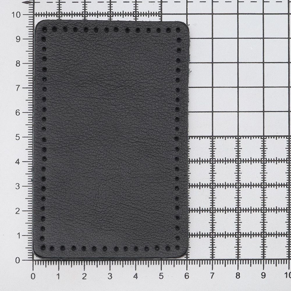 Заплатки пришивные из кожи, прямоугольник 6х9,6см с перфорацией, 2 шт, 100% кожа, 01 черный, 9113