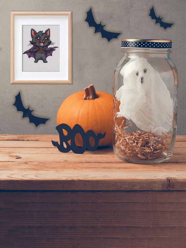 Набор для вышивания нитками Klart 12-071, КотоДракула, 13х13 см