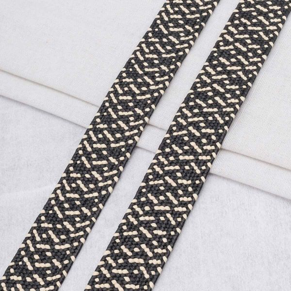 Стропа (ременная лента) 40 мм / 45.72 метра, [48.20 г/пог.м], с принтом эластичная, ZH874 бежевый/черный), 3Al294