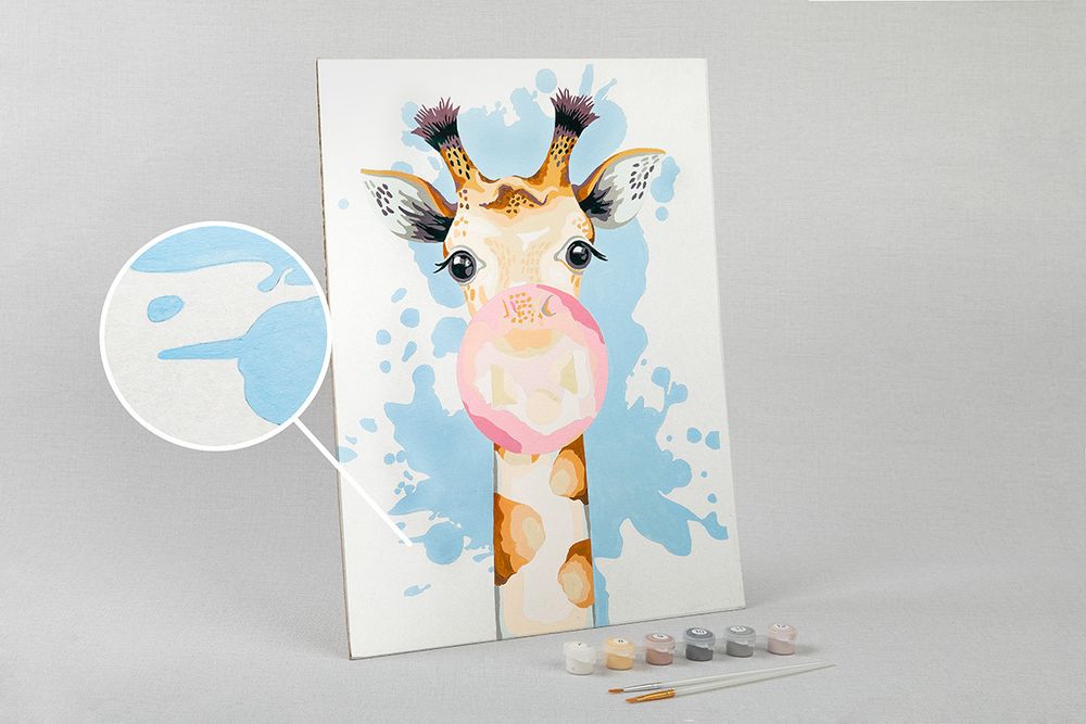 Картина по номерам Фрея, на картоне Милый жираф, 40х30 см