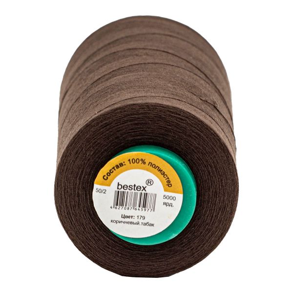 Нитки универсальные Bestex 50/2, 4570 м (5000 ярд) / 1 кат., 179 коричневый табак