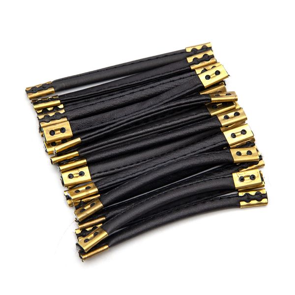 Вешалка для одежды 90х6 мм, из искусственной кожи, черный, упак. 20 шт