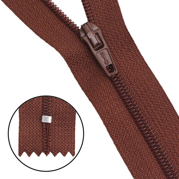 Молния спираль (витая) Т3 (3 мм) 1 зам., н/раз., 20 см, автомат, корич, 30099, 10 шт