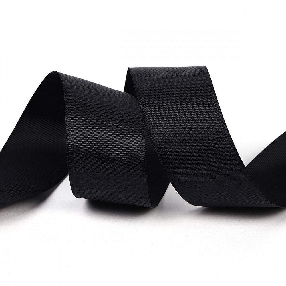 Лента репсовая (в рубчик) 38.0 мм цв. 030 черный уп.22.86м (±1м)